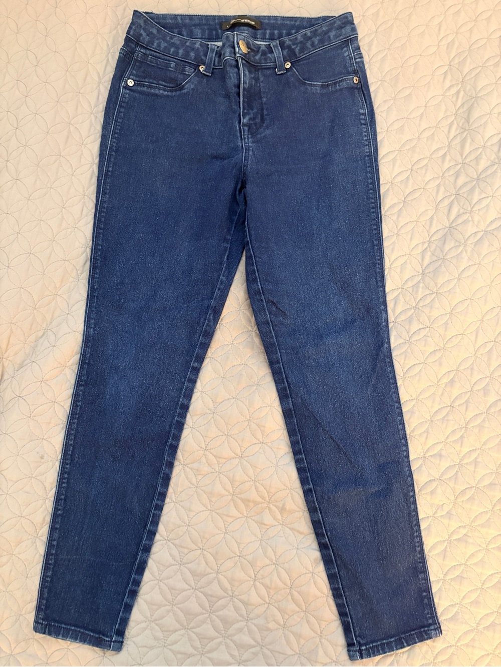 A3 Denim High Rise Skinny Jeans in Dark Blue Wash | Womens 8 Petite Short